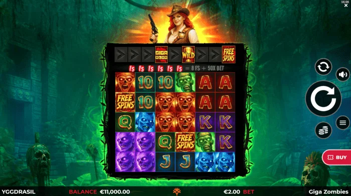 Giga Zombies - Scáileán súgraidh le ríleanna 6x5